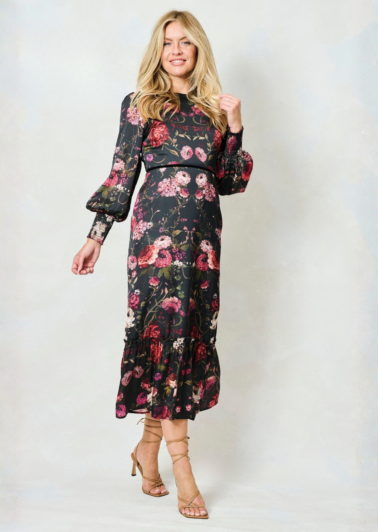 The Holly High Neck Maxi Dress (Dark/Multi)