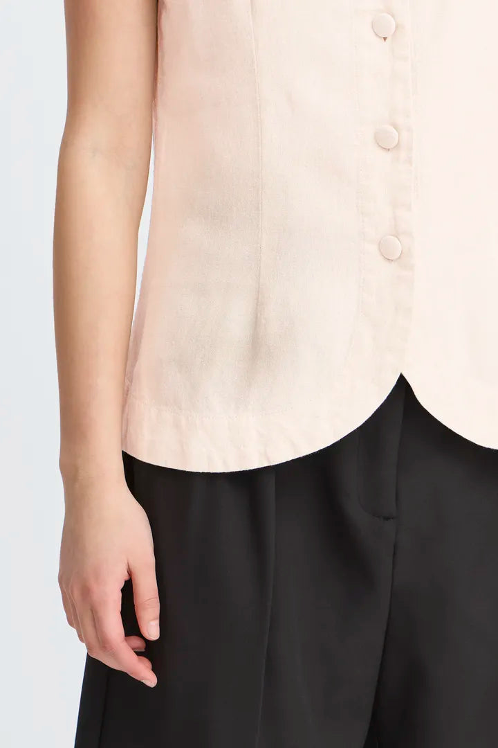 Linno Sleeveless Waistcoat Top (Natural Ecru)