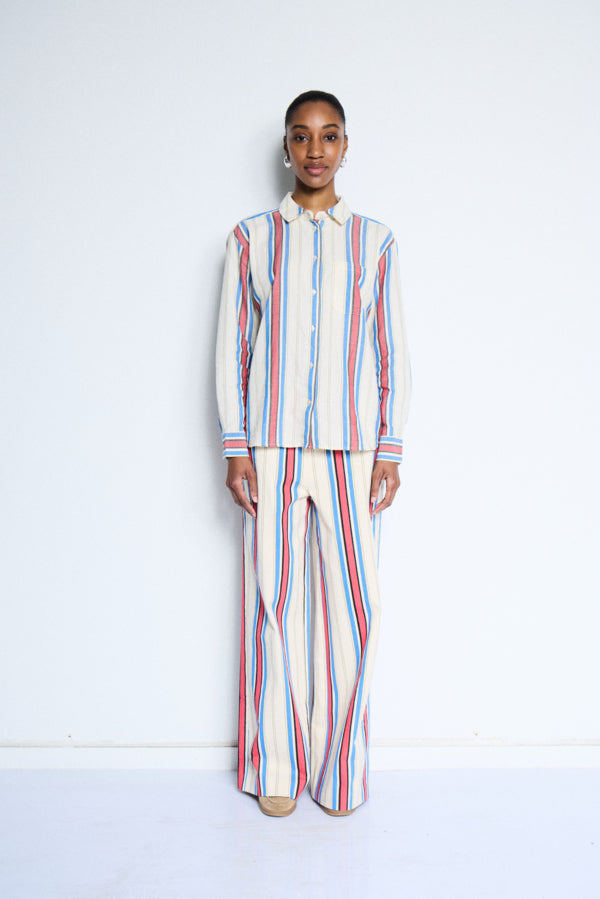 Anna Wide Leg Trousers (Blue/Red)