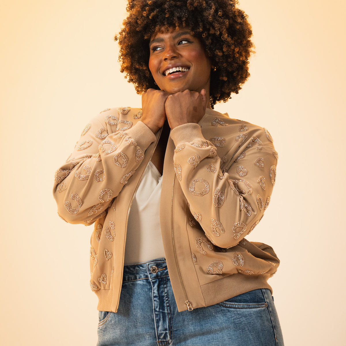 Dahlia Bomber (Taupe)