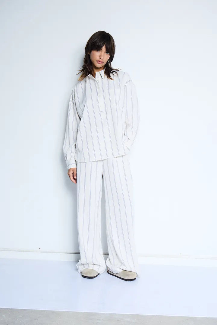 Mia Wide Leg Pants (Birch/Blue)