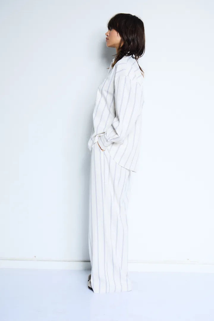 Mia Wide Leg Pants (Birch/Blue)