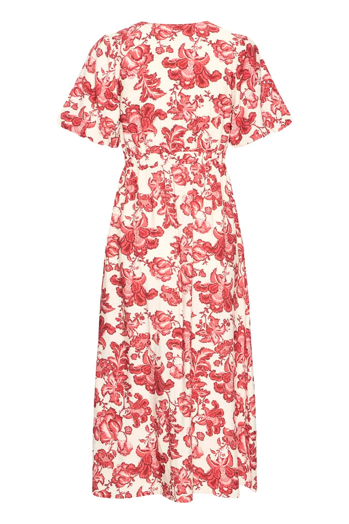 Glenda Midi Dress (Red Floral Print)