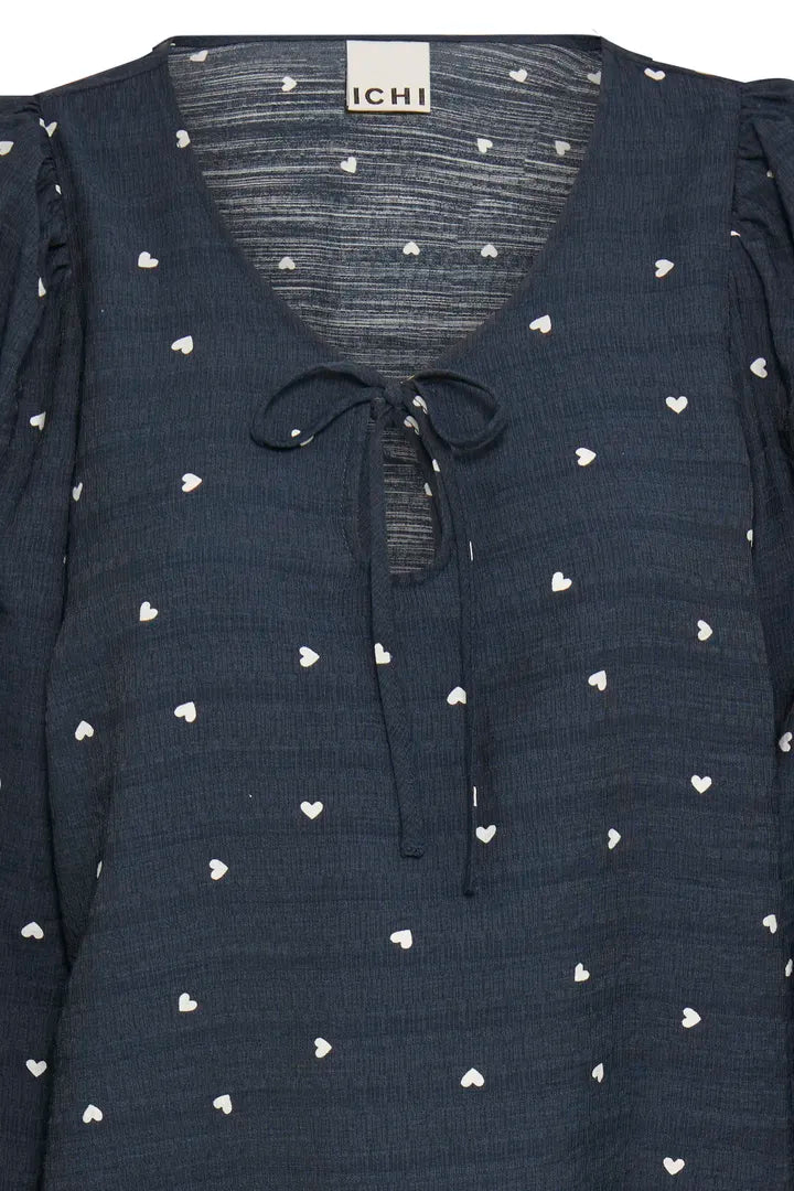 Eve Heart Top (Blue/White Hearts)