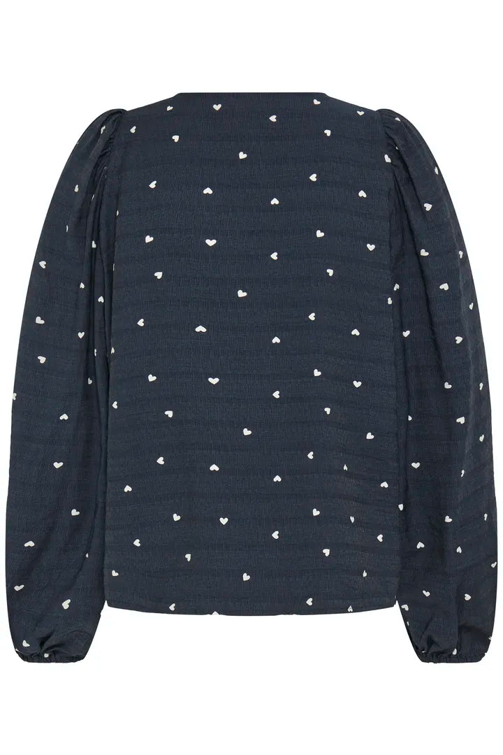 Eve Heart Top (Blue/White Hearts)