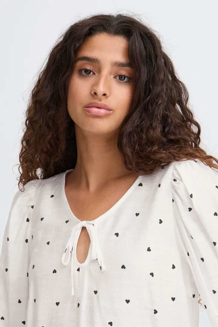 Eve Heart Top (White/Black Hearts)