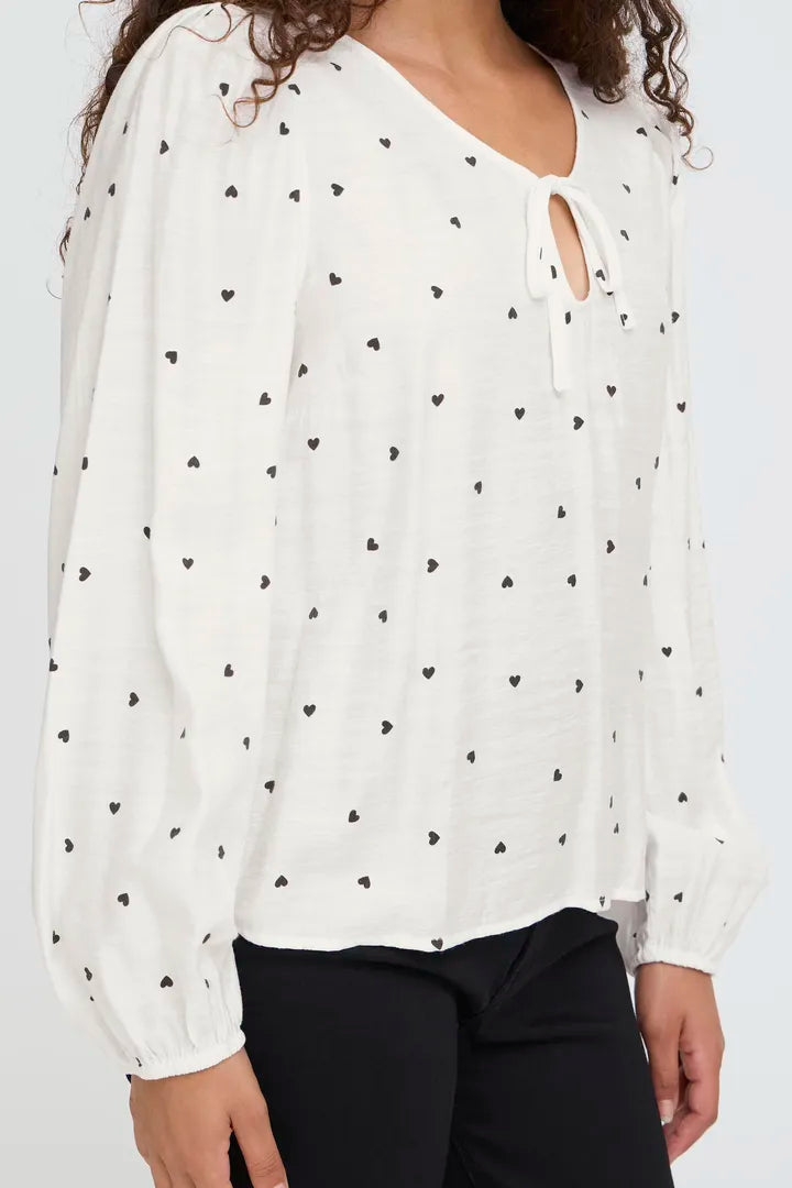 Eve Heart Top (White/Black Hearts)