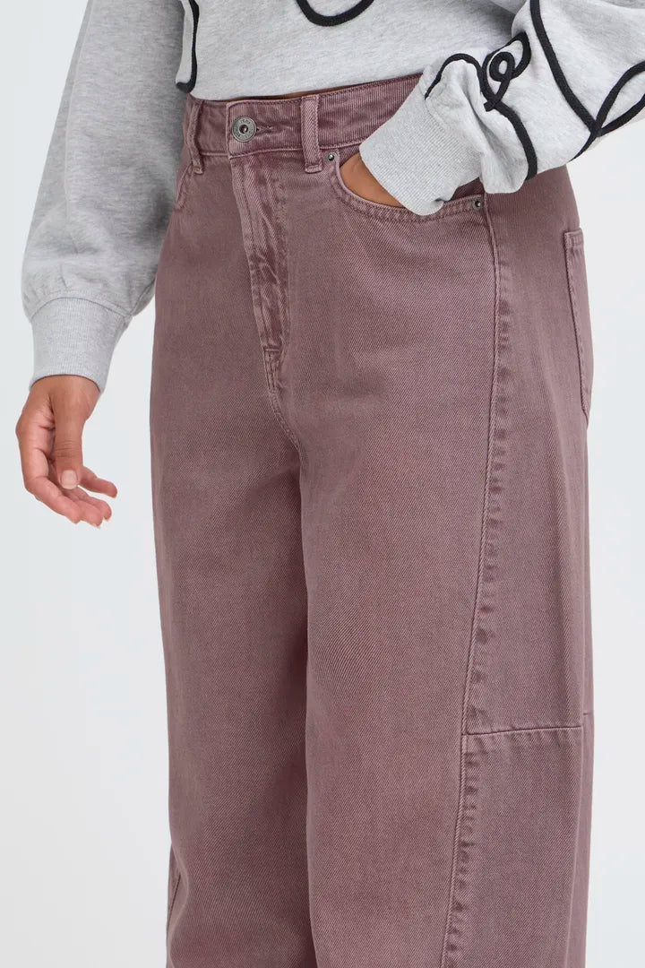 Leah Barrel Leg Jeans (Ruby Wine)