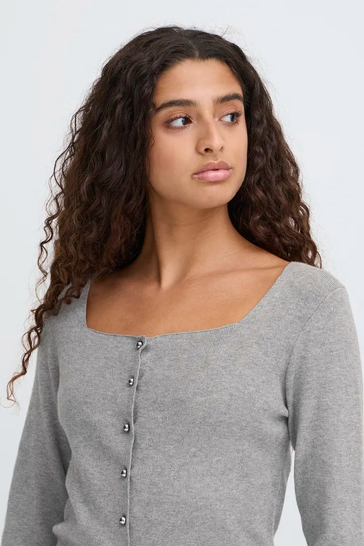 Clarisa Knit Top (Grey Melange)