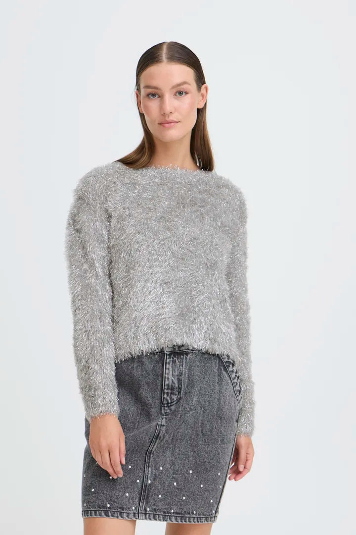 Liz Faux Fur Jumper (Silver)