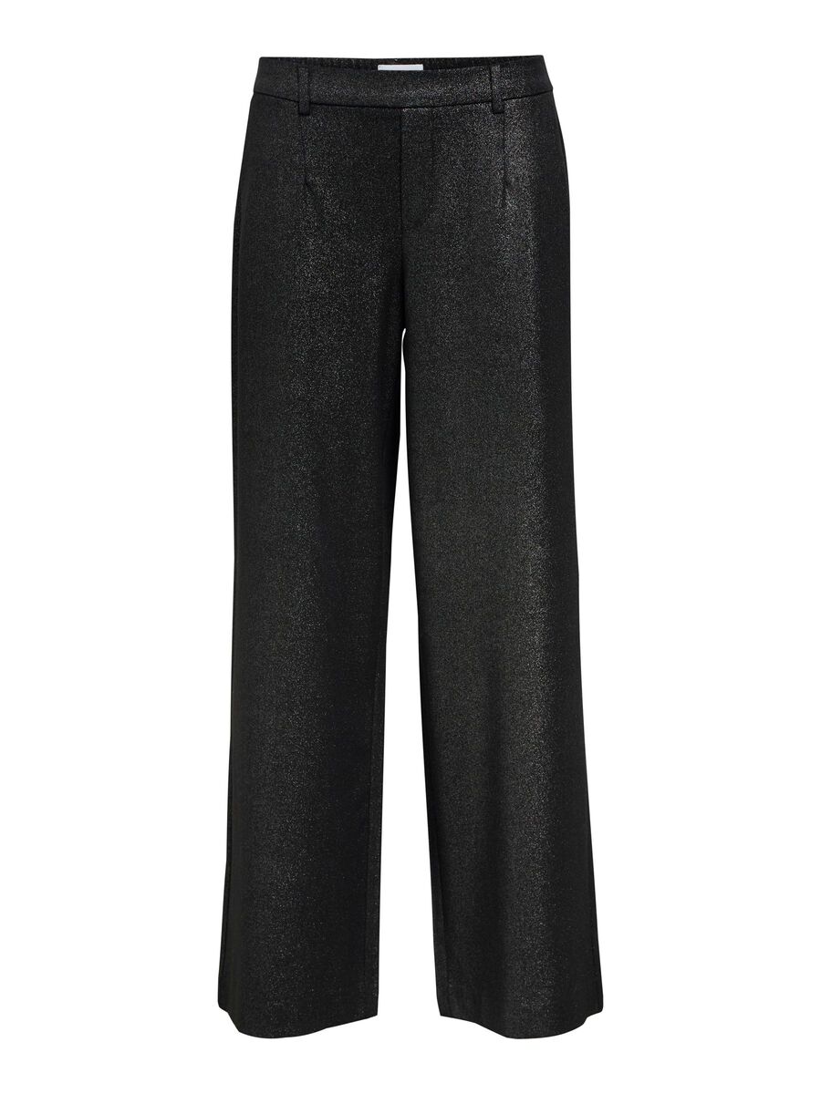 Cassie Wide Leg Pants (Black/Silver)