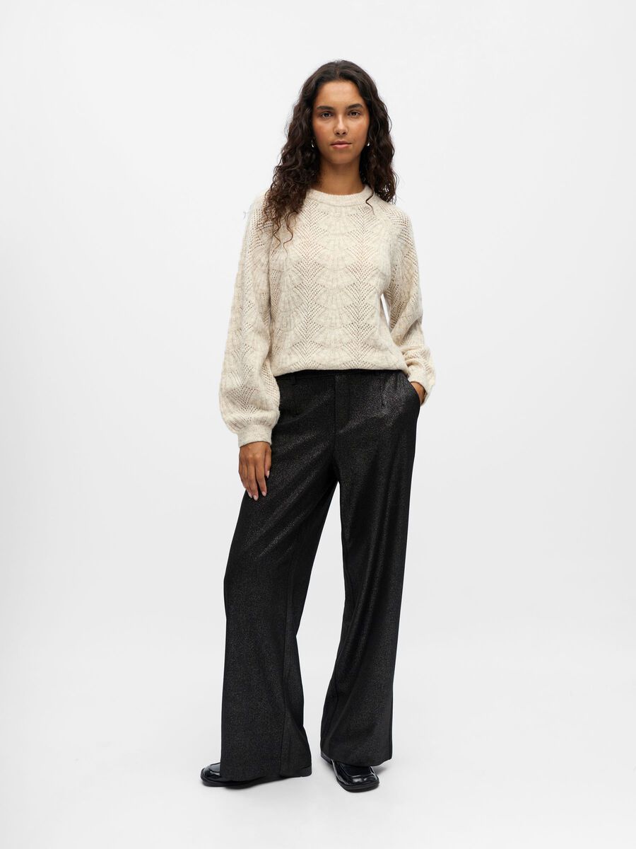 Cassie Wide Leg Pants (Black/Silver)