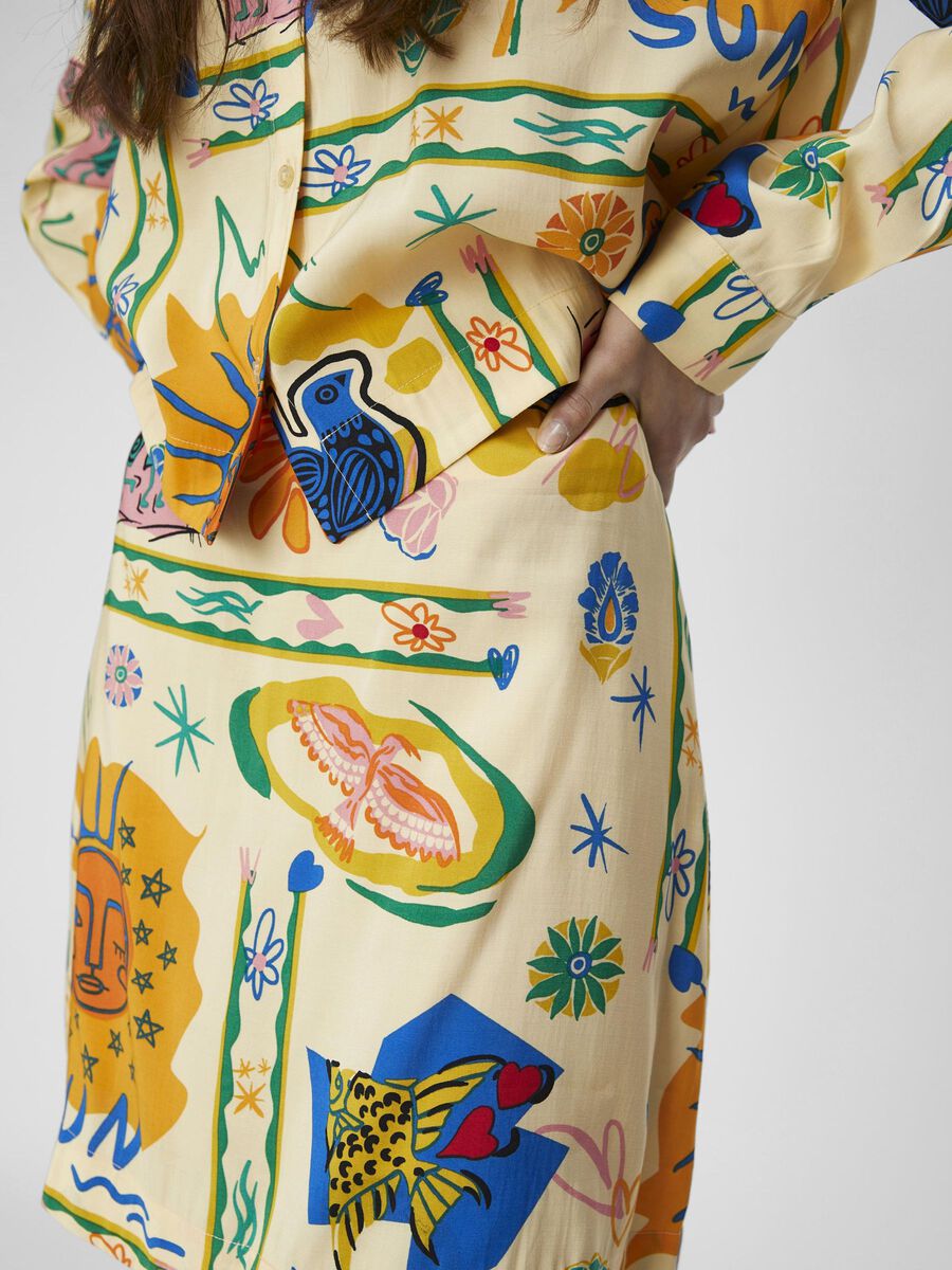 Martha High Waisted Mini Skirt (Sandshell/ Multicolour)