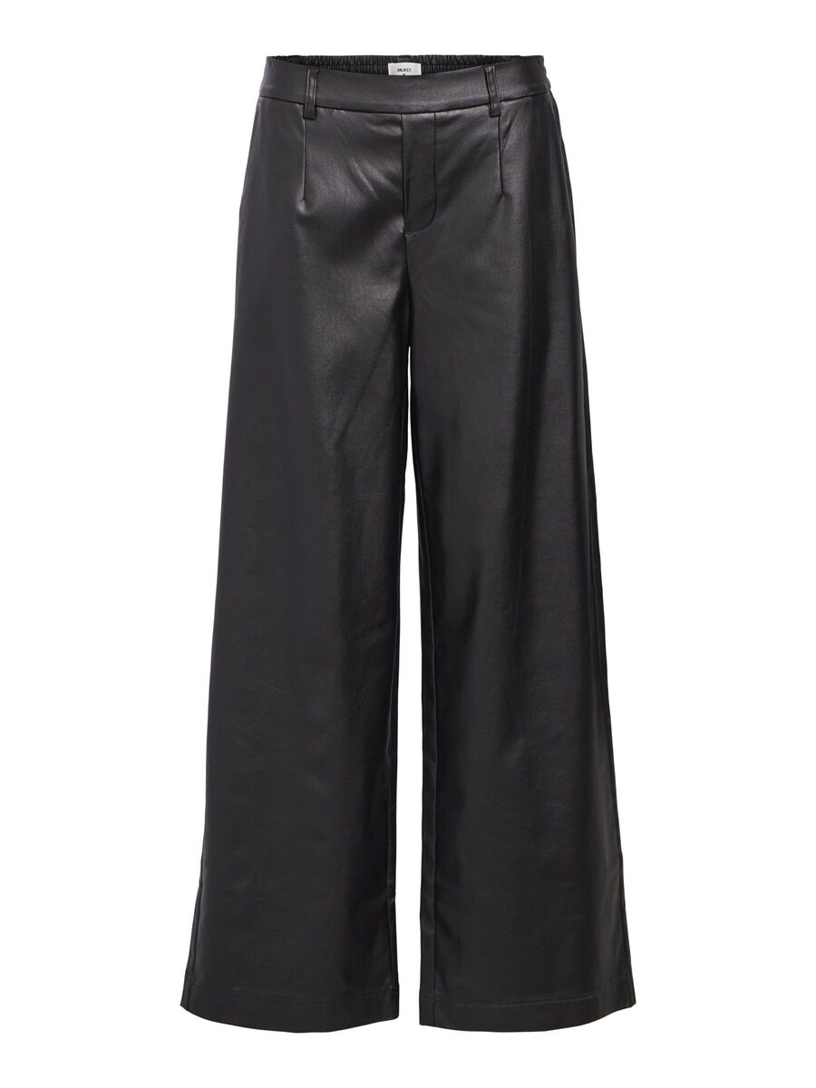 Mel Coated Wide Leg Pants (Black)