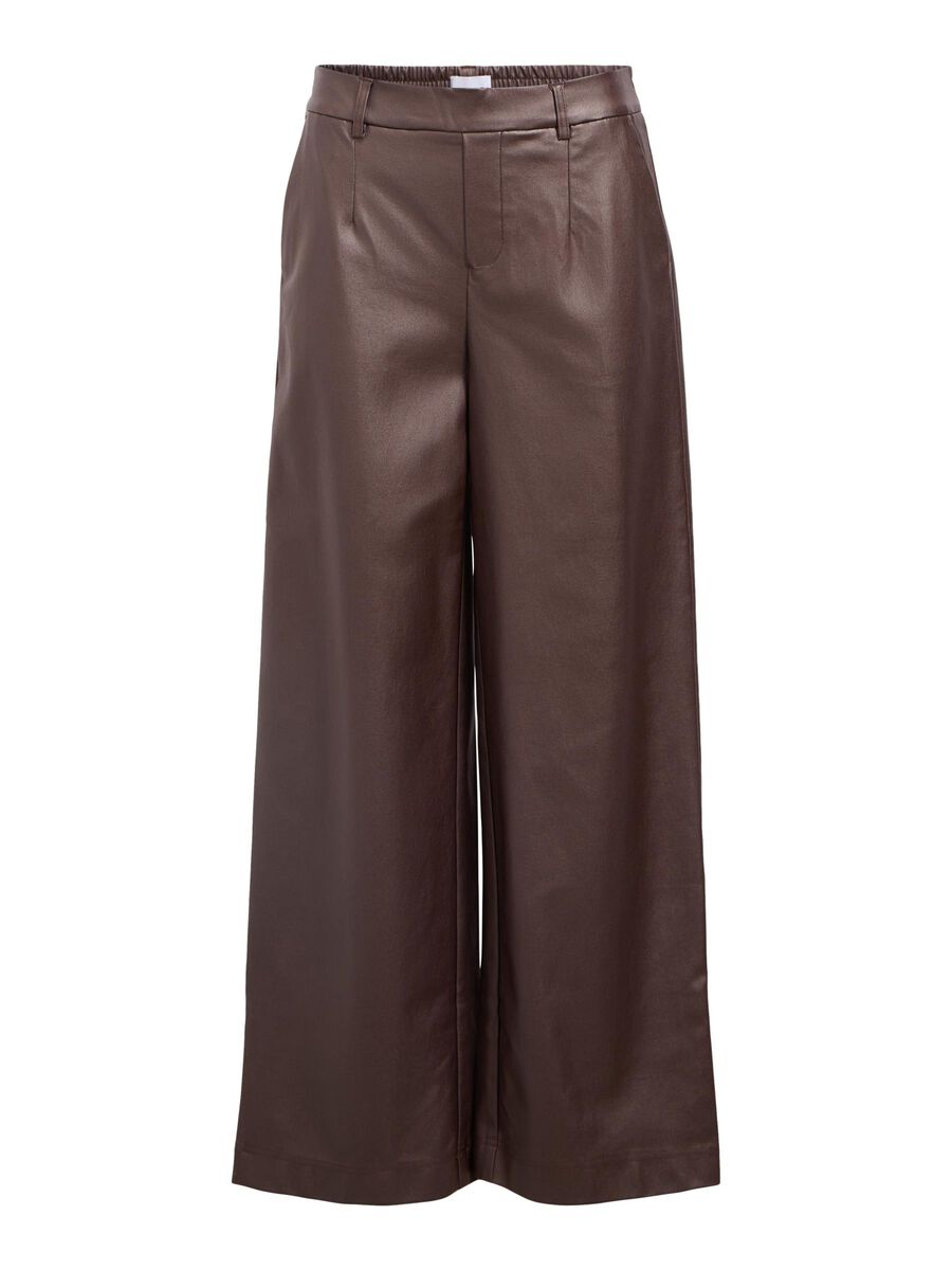 Mel Coated Wide Leg Pants (Seal Brown)