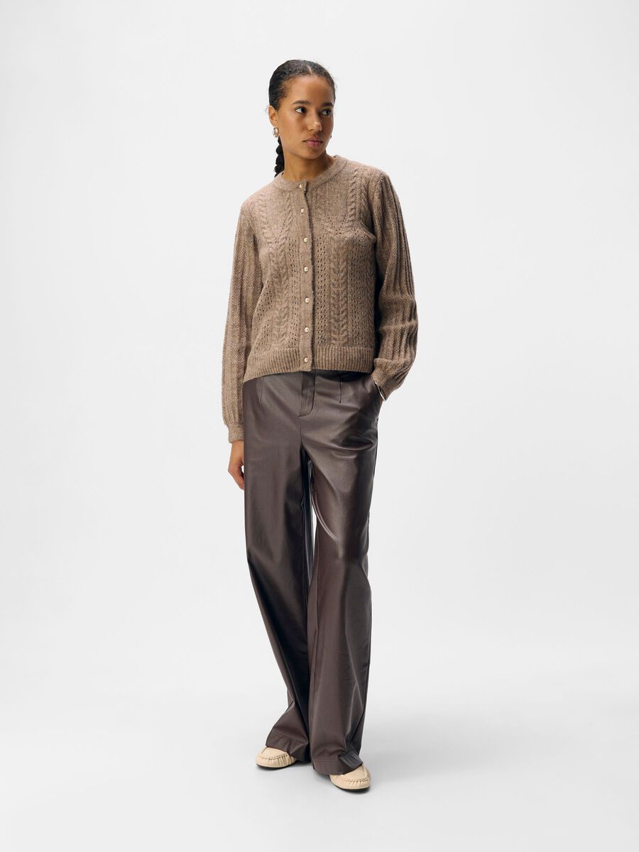 Mel Coated Wide Leg Pants (Seal Brown)