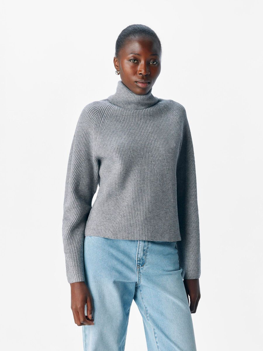Linn Rollneck Knit Jumper (Medium Grey Melange)