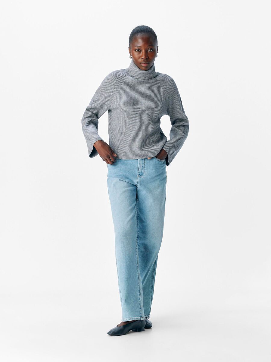 Linn Rollneck Knit Jumper (Medium Grey Melange)