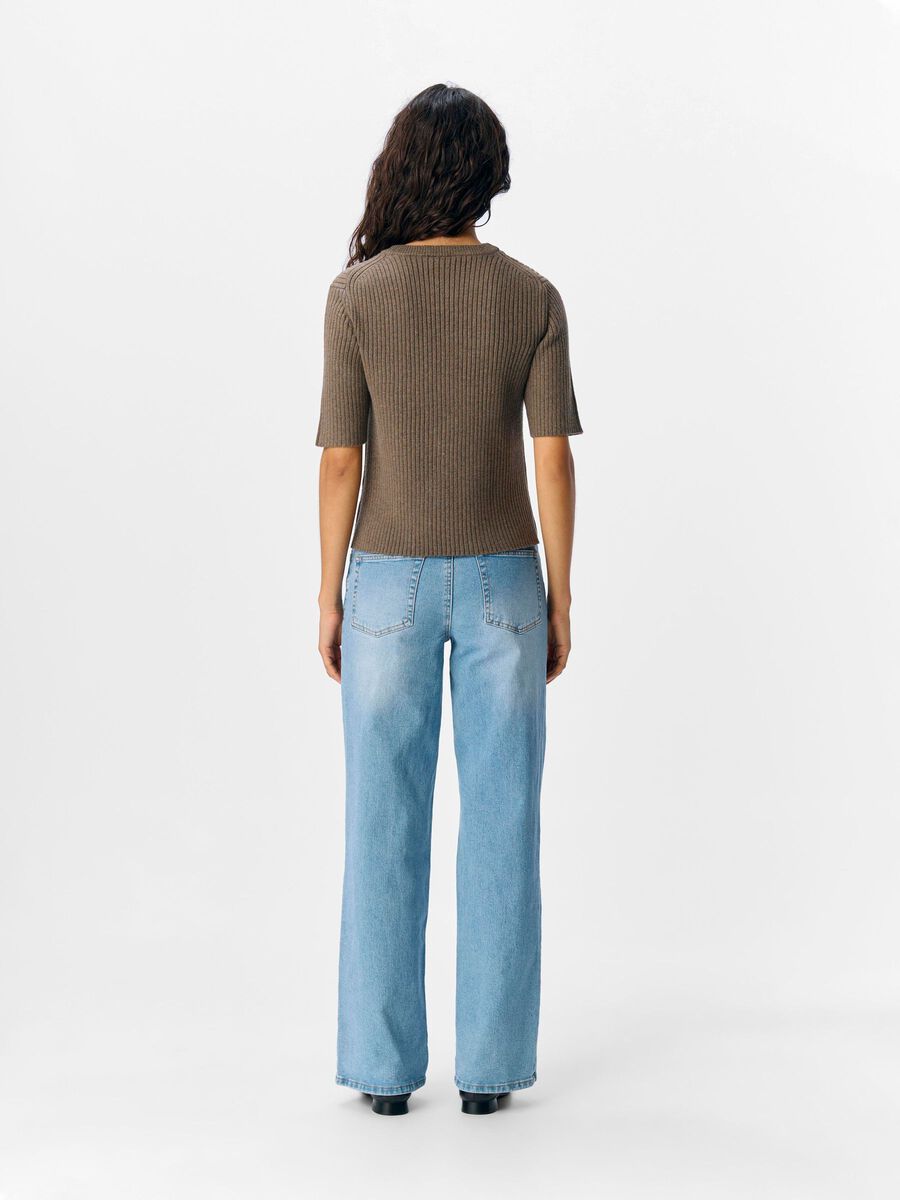 Vida Short Sleeve Knit Top (Morel/Melange)