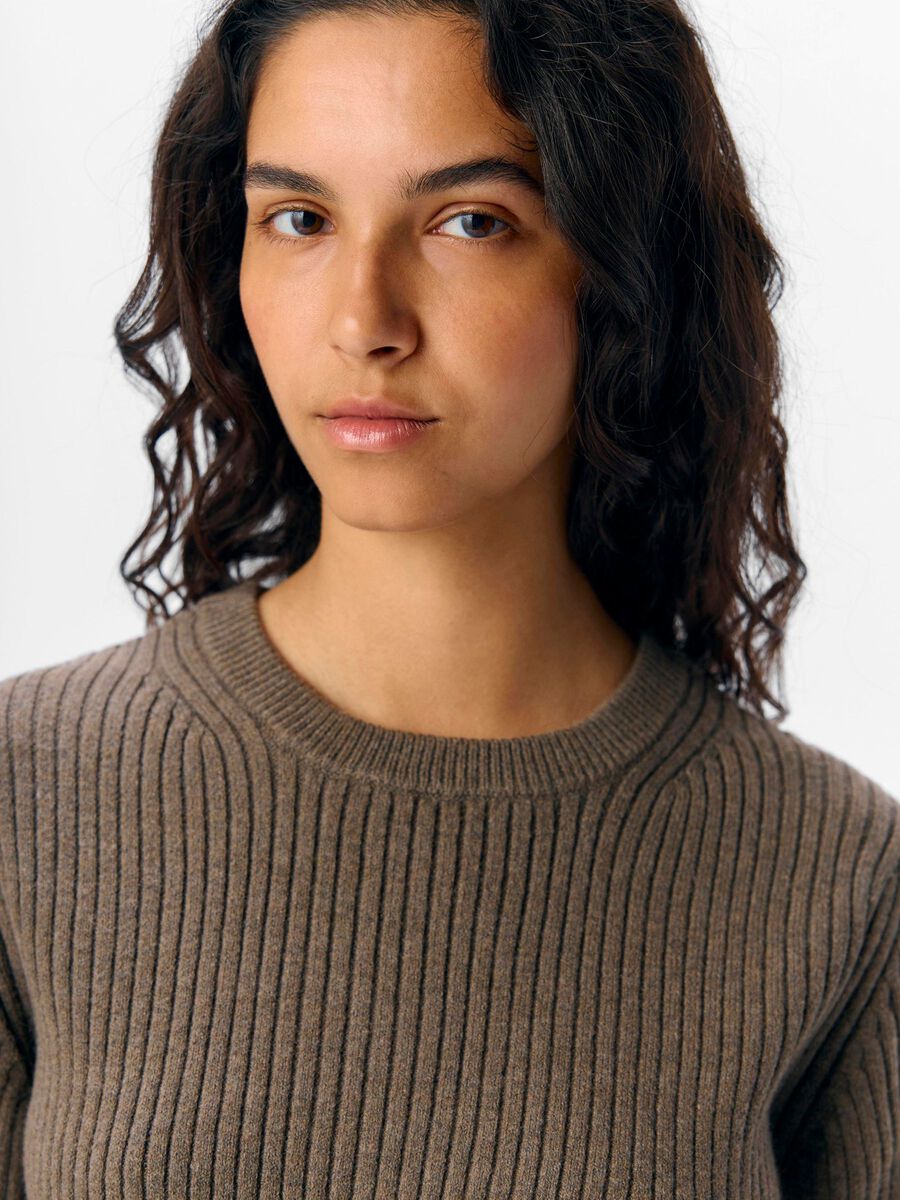 Vida Short Sleeve Knit Top (Morel/Melange)