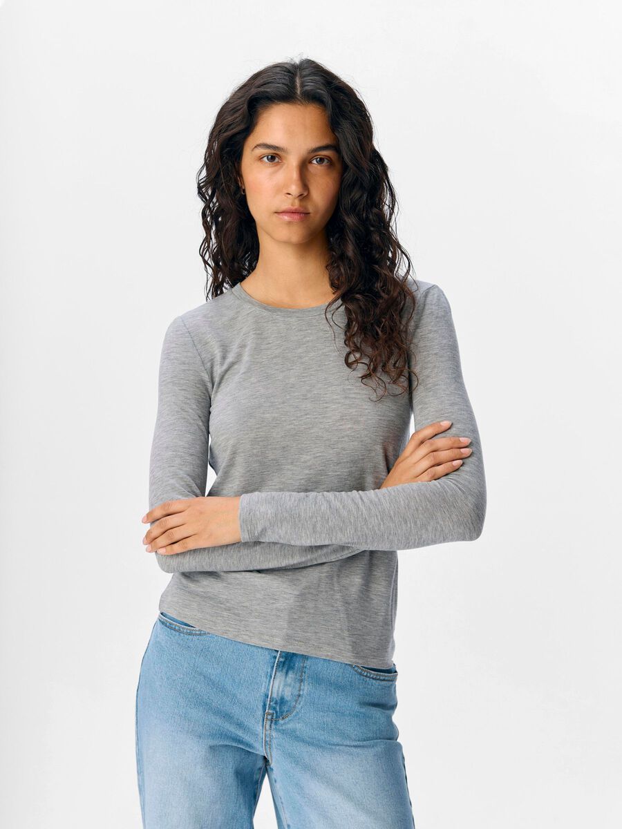 Zoe Long Sleeve Top (Medium Grey)