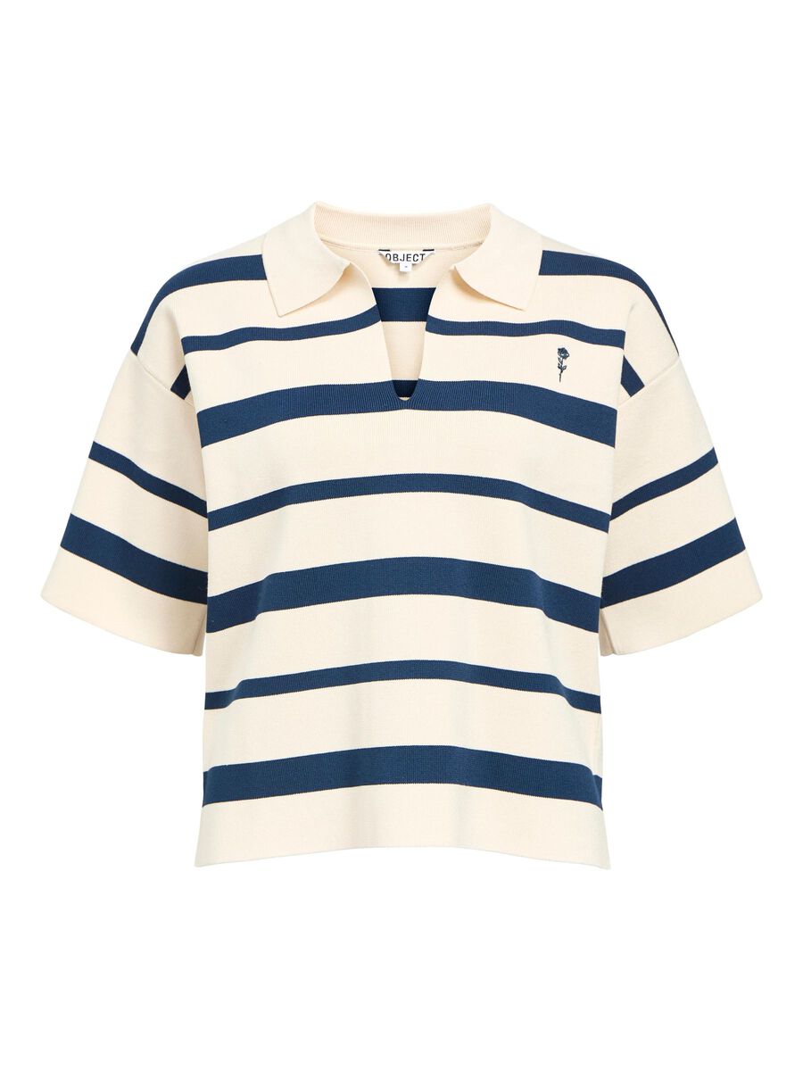 Juta Knitted Polo Shirt (White Sand/Legion Blue)