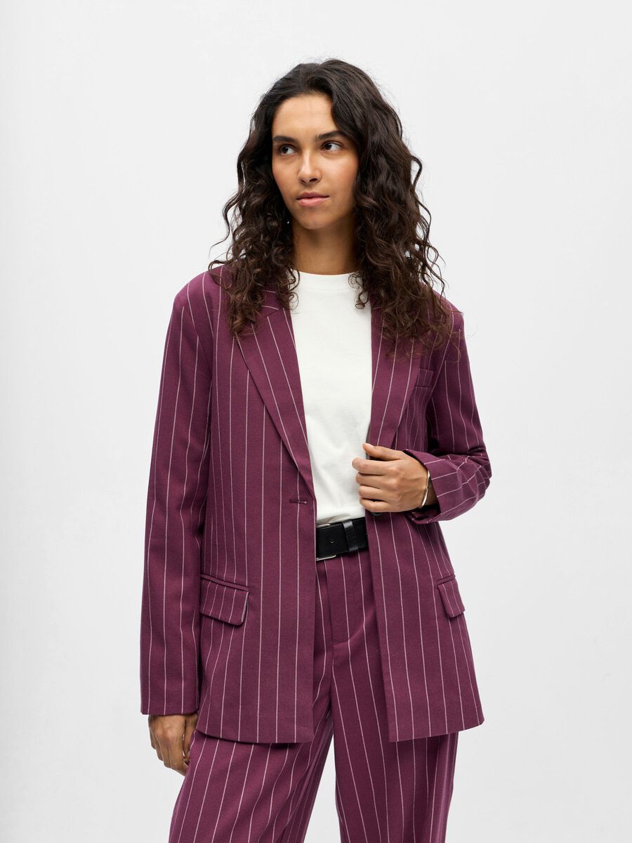 Anika Pinstripe Blazer (Mauve Wine/Pink Lady)