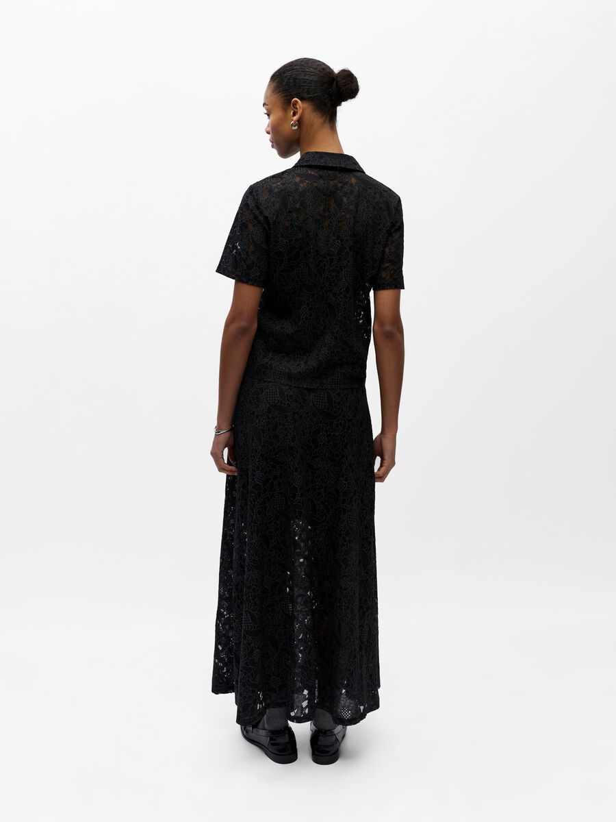 Bianca Lace Polo Shirt (Black)