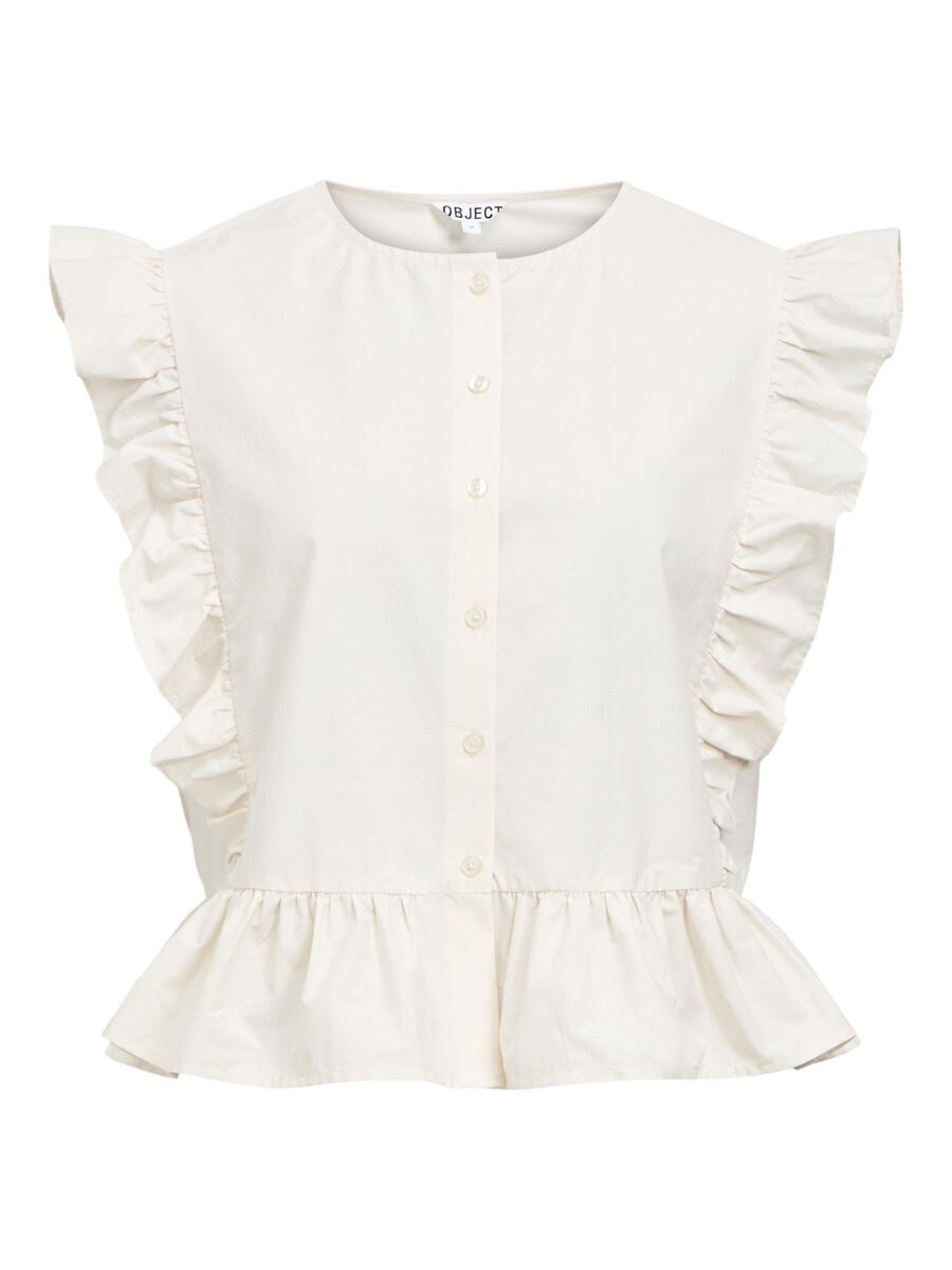Hope Ruffle Sleeveless Top (White Sand)