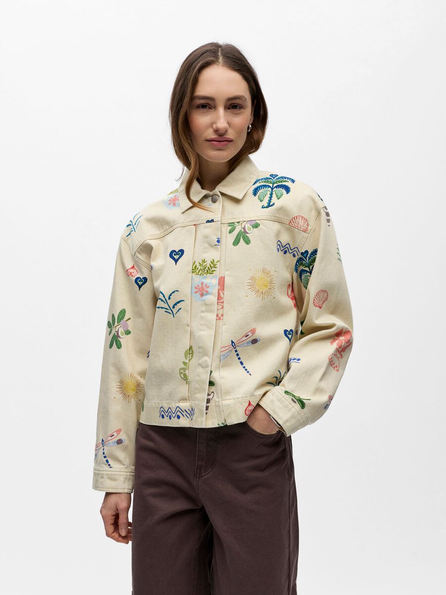 Sally Printed Denim Jacket (Humus)