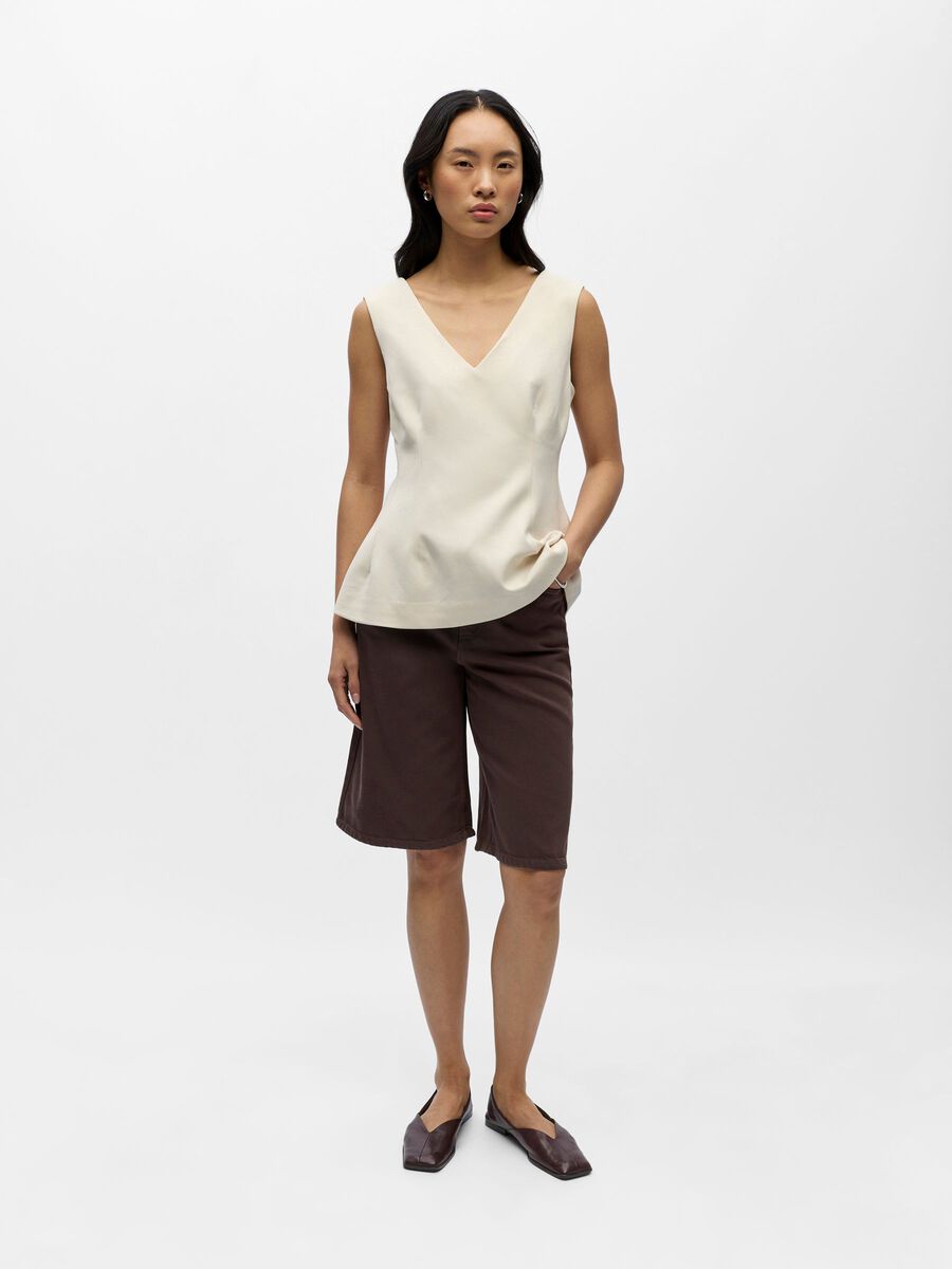 Layla Peplum Top (Sandshell)