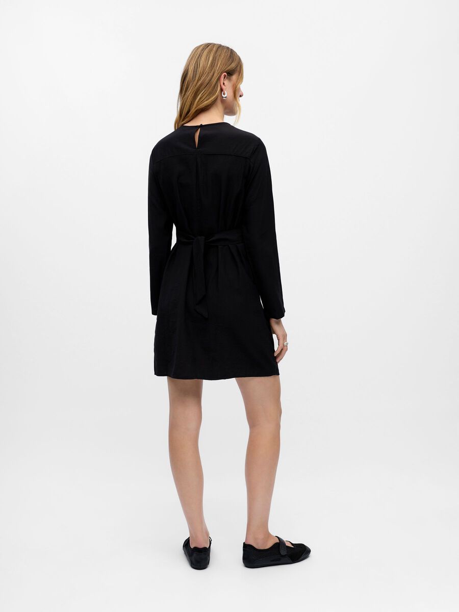 Paula Long Sleeve Mini Dress (Black)