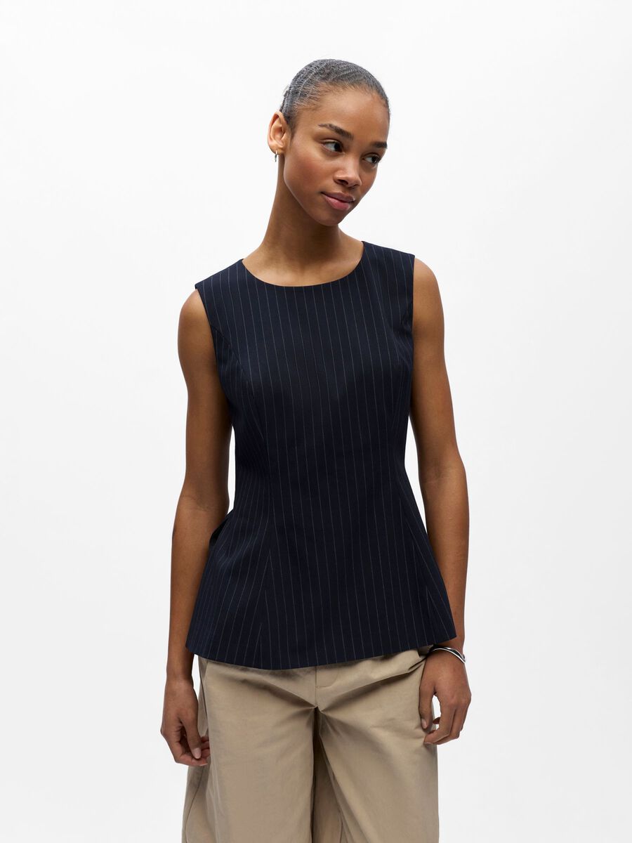 Kasia Peplum Top (Sky Captain/Birch)