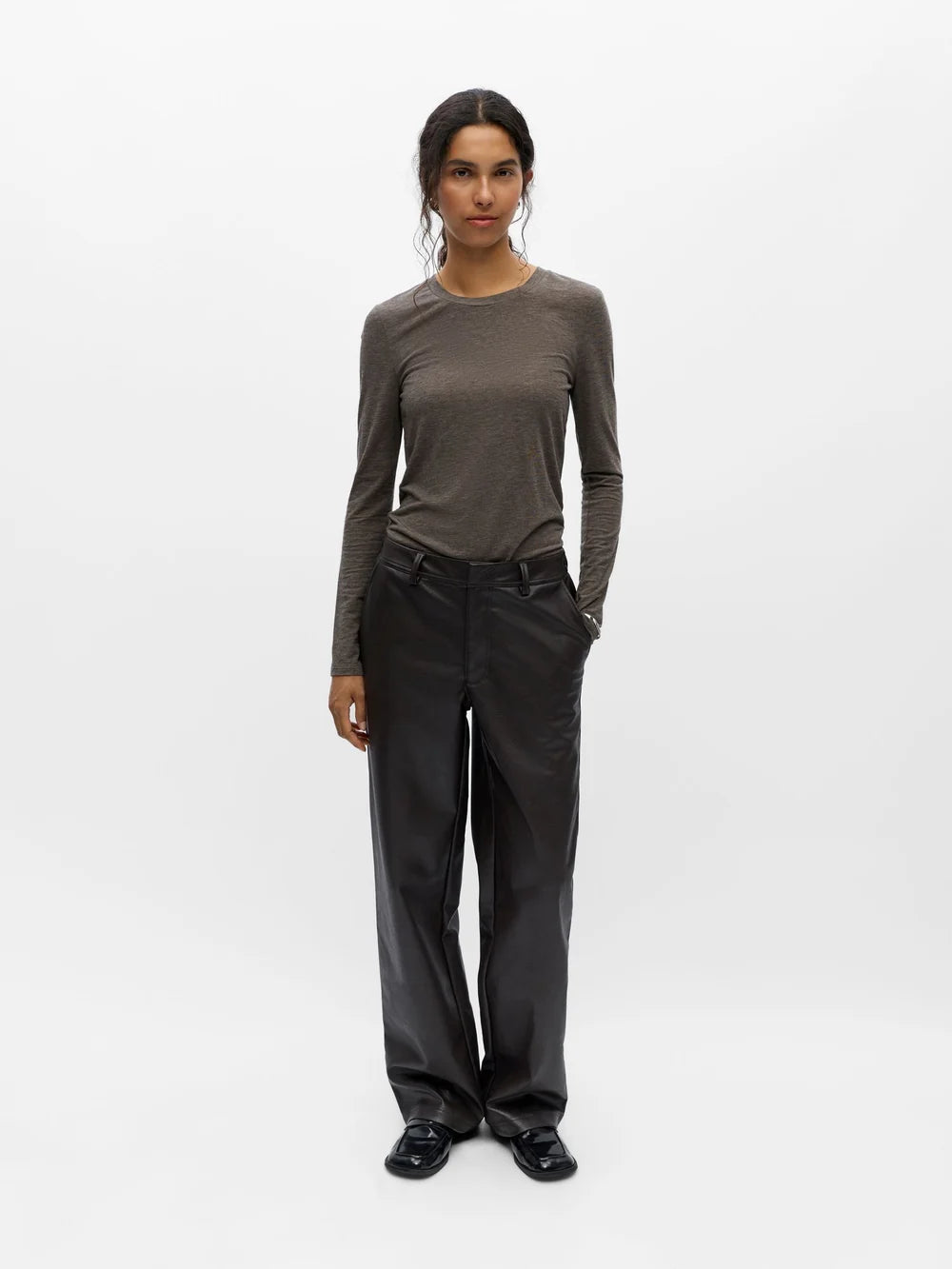 Olivia Wide Leg Pants (Seal Brown)
