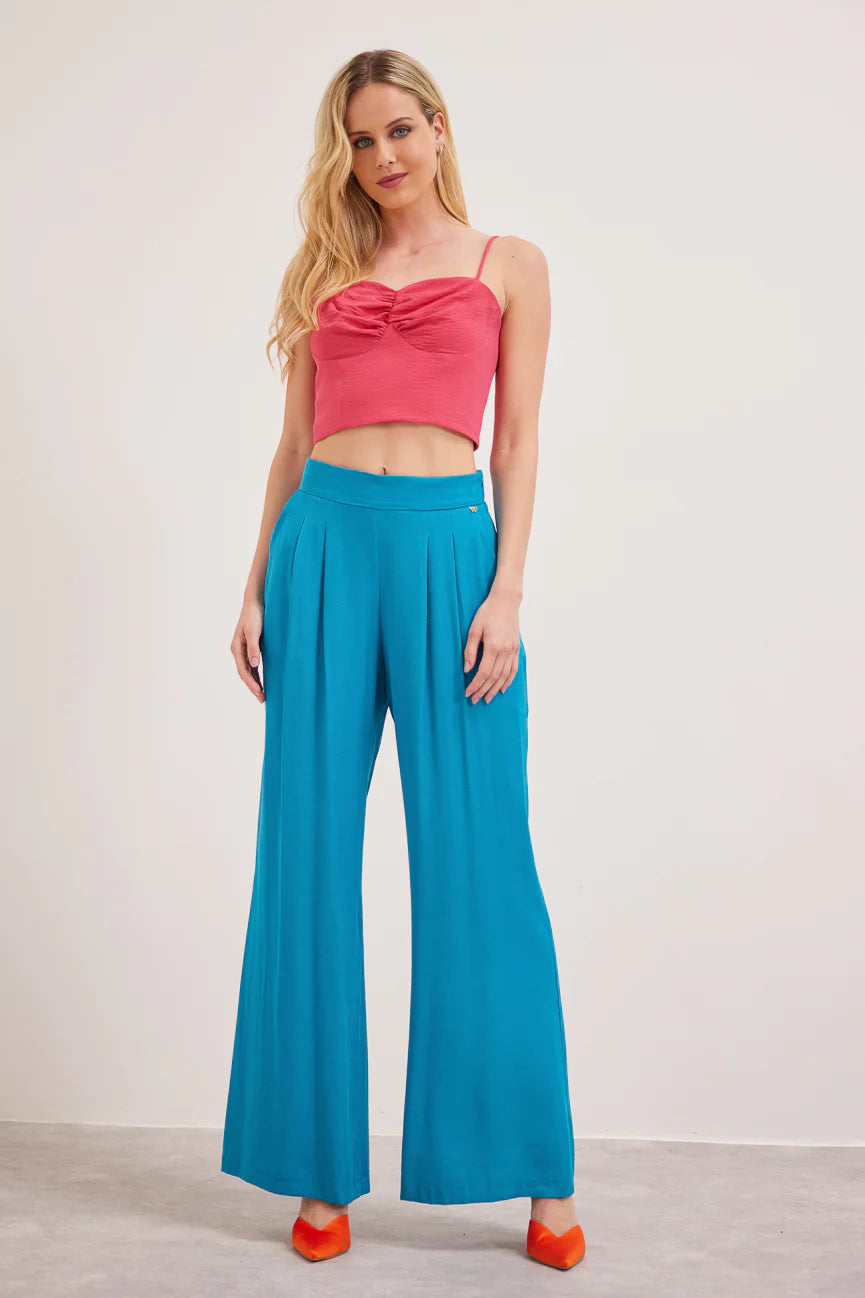 ANNE WIDE LEG TROUSERS (TURQUOISE)