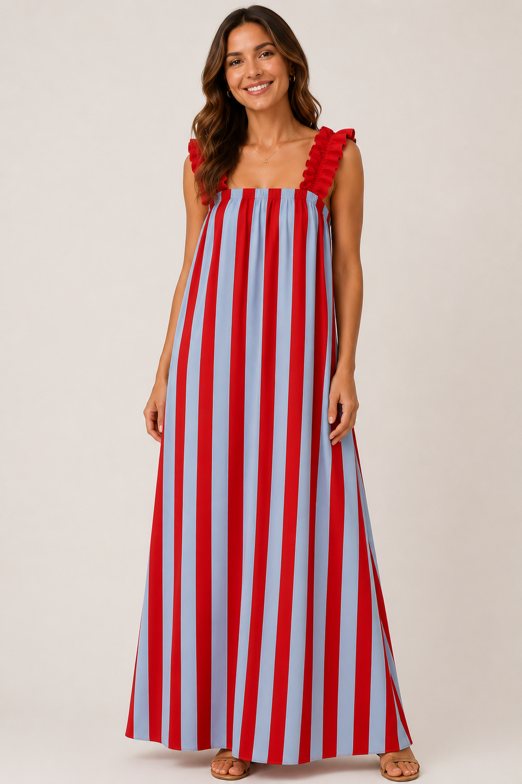 Gloria Maxi Dress (Red/Blue)