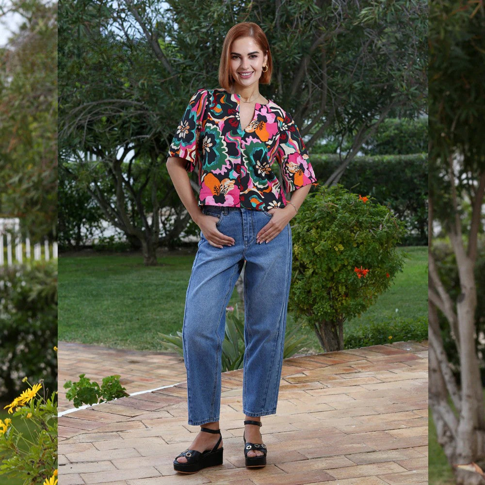 Bobby Barrel Leg Jeans (Mid Blue/Short)