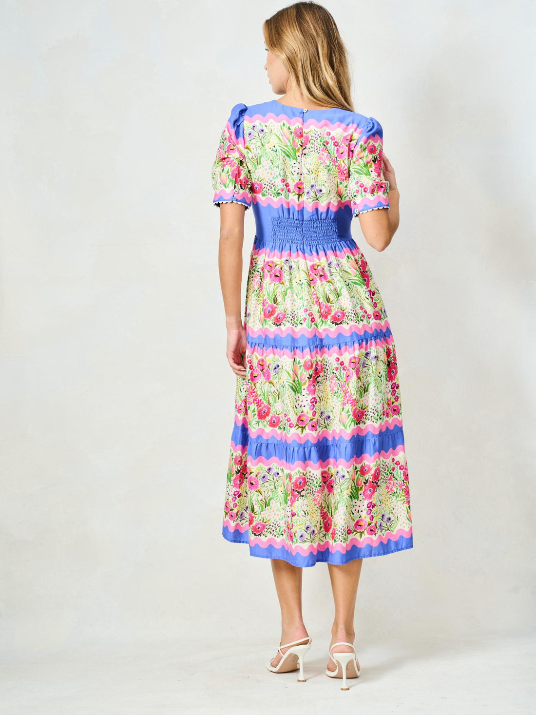 The Jo Midi Dress (Blue/Pink Multi)