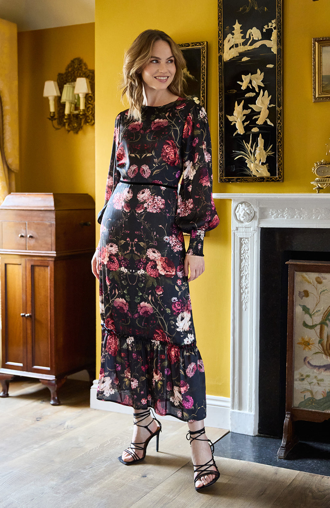 The Holly High Neck Maxi Dress (Dark/Multi)