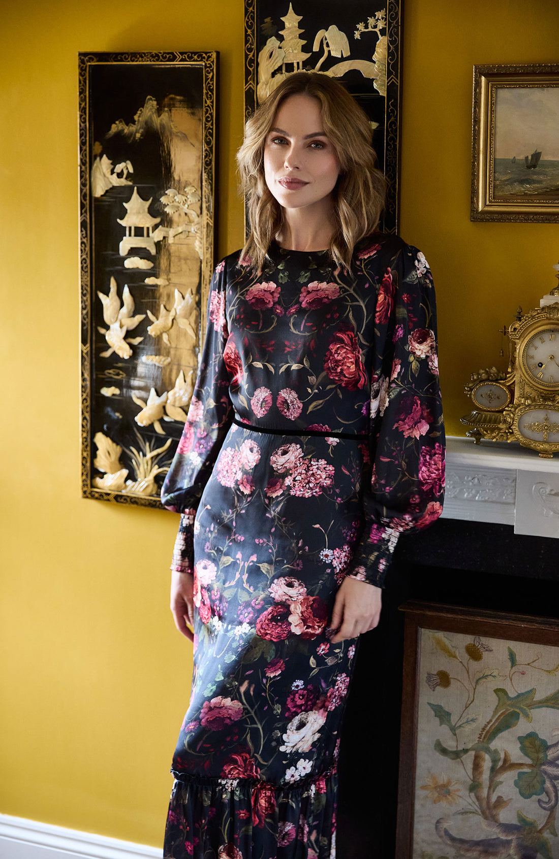 The Holly High Neck Maxi Dress (Dark/Multi)