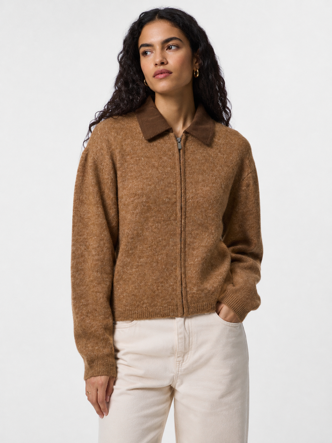 Bronagh Zip Cardigan (Brown)