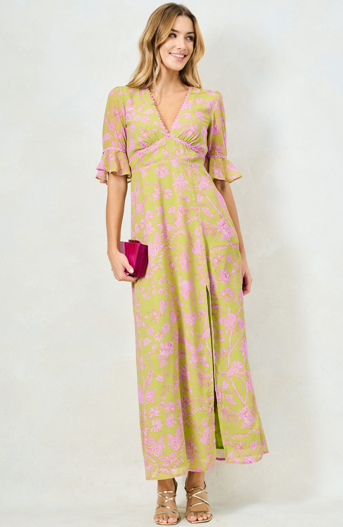 The Yara Maxi Dress (Green/Pink)