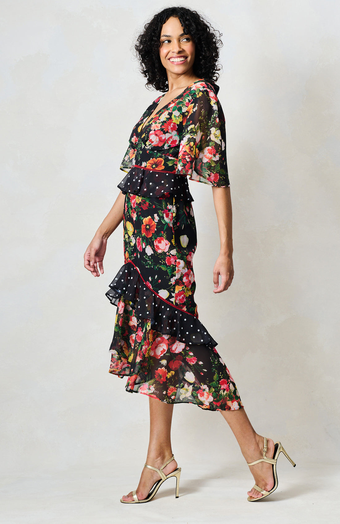 The Aida Midi Dress (Black Multi)
