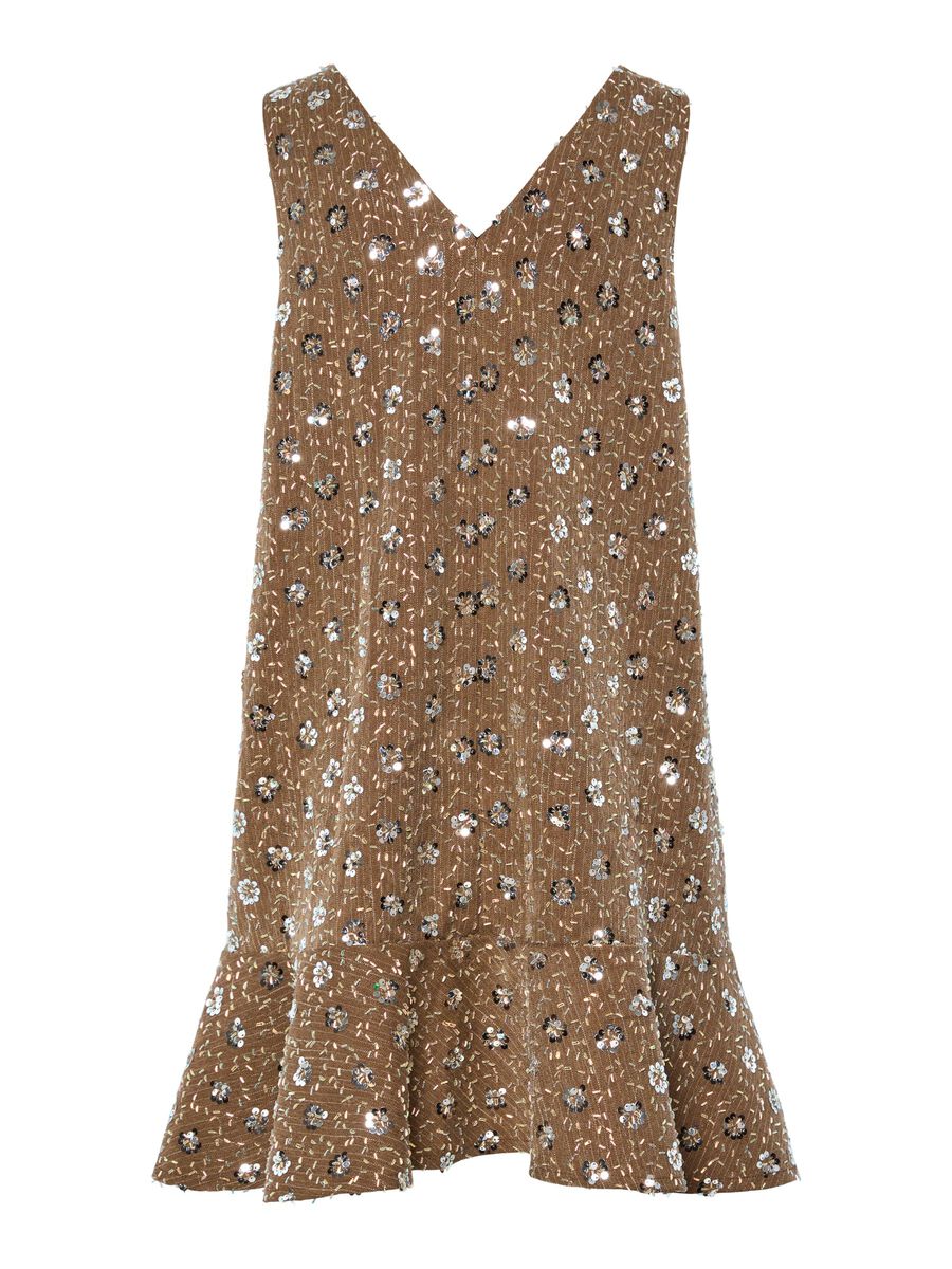 Gina Sequin Mini Dress (Taupe Grey)