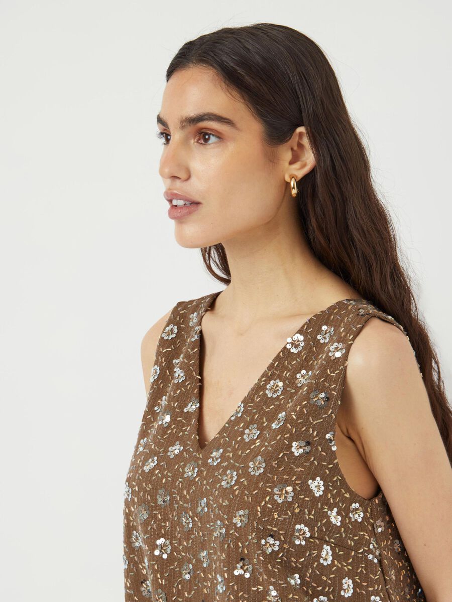 Gina Sequin Mini Dress (Taupe Grey)