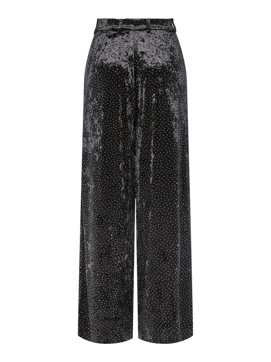 Leonie Velvet Rhinestone Pants (Black/Rhinestone)