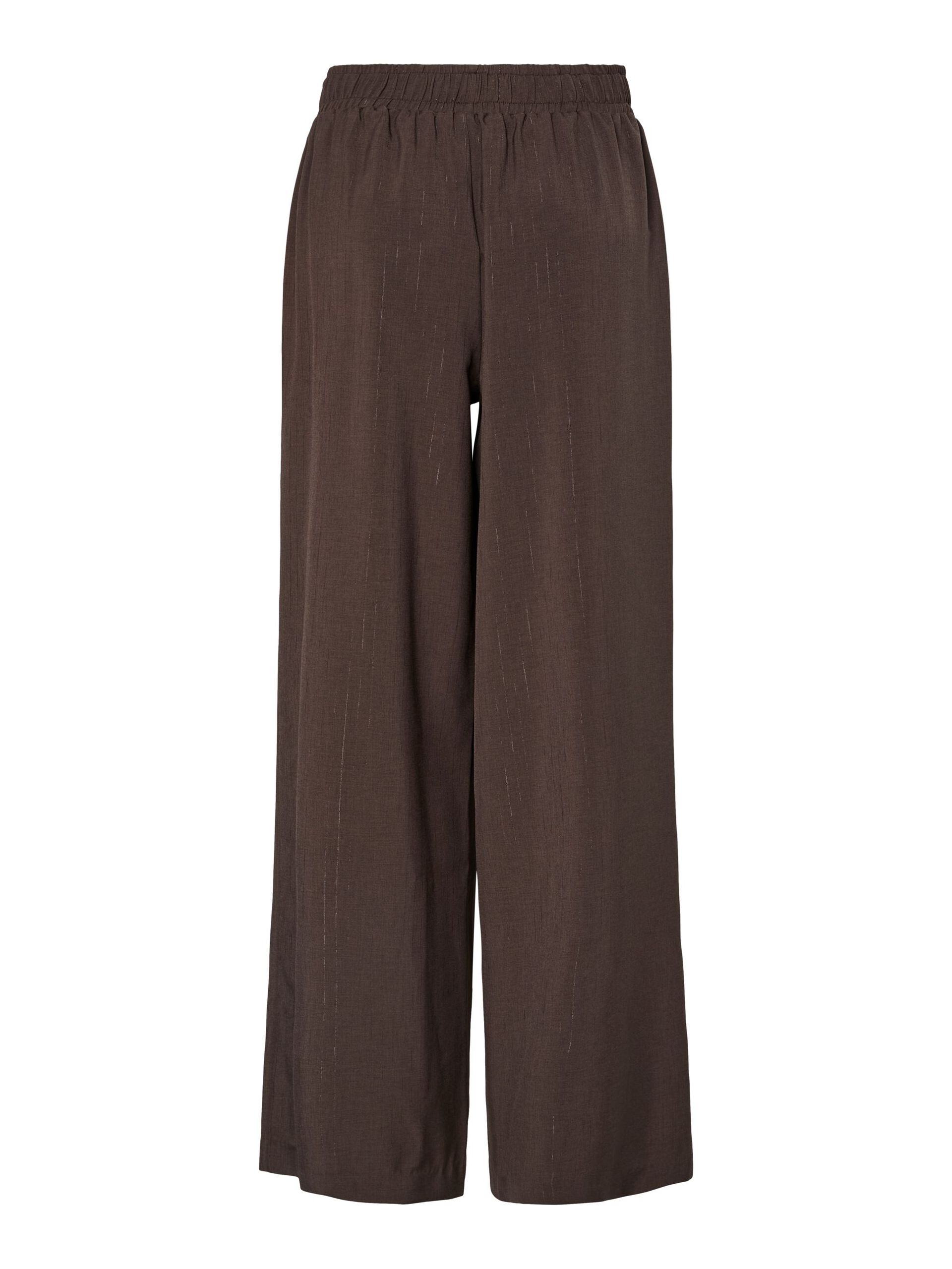 Shimma Wide Leg Trousers (Chocolate Brown/Metallic)