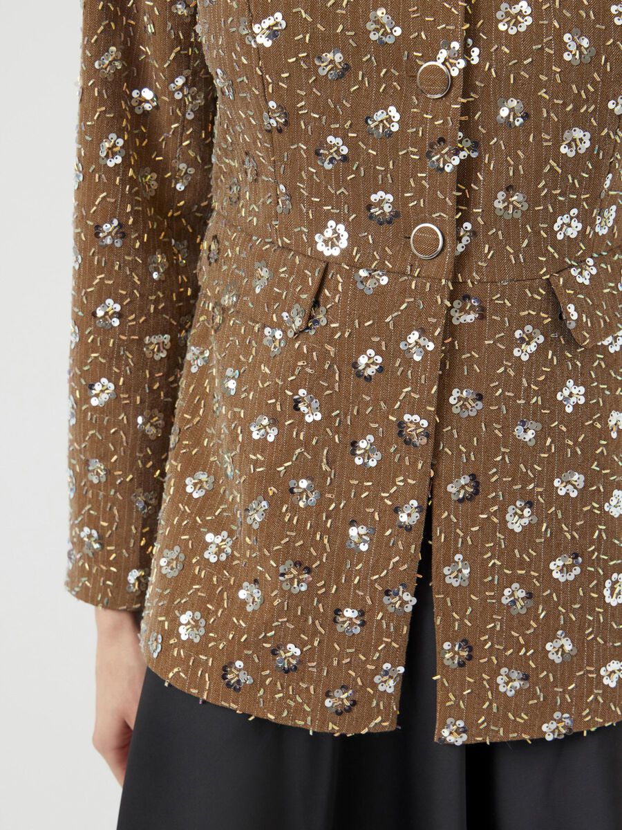 Georgina Sequin Blazer (Taupe Grey)