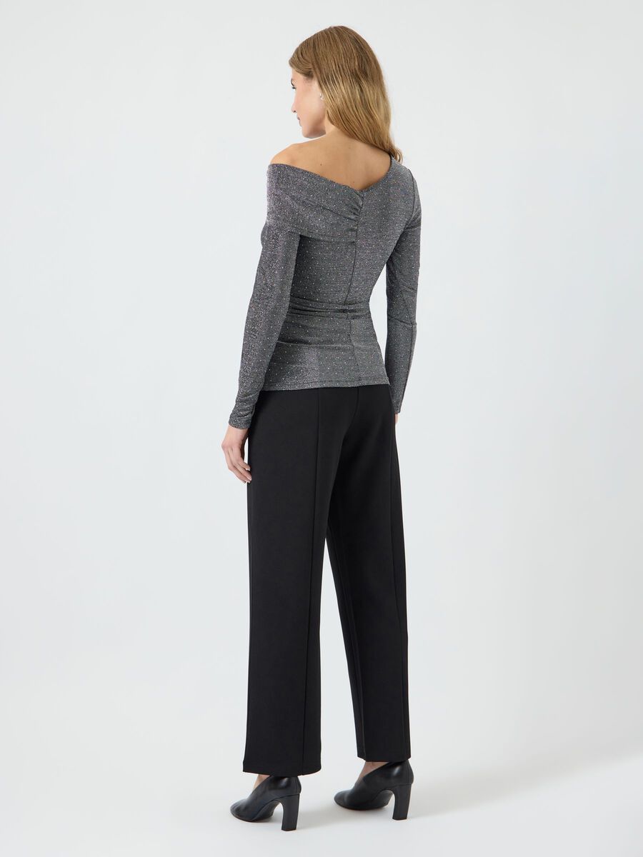 Missy Off Shoulder Top (Black/Dark Silver)