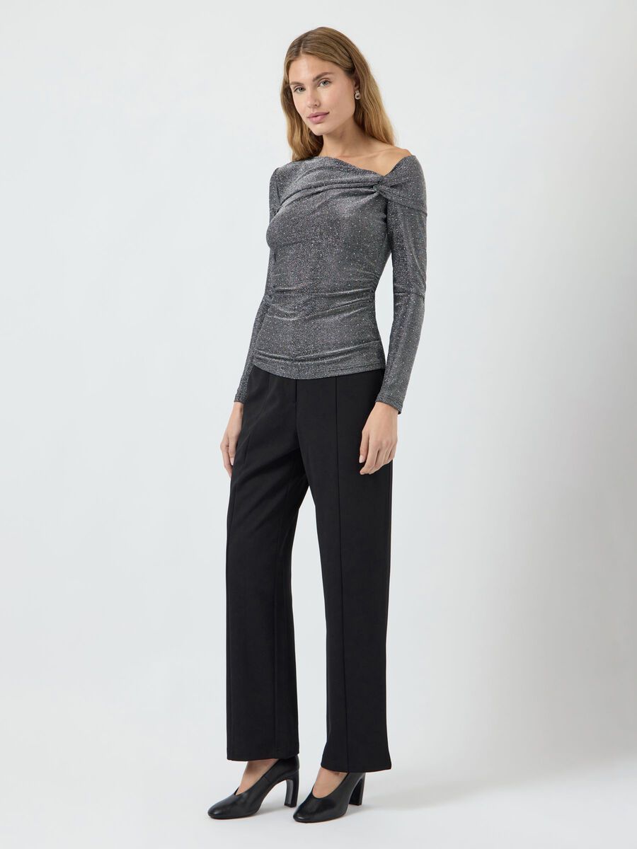 Missy Off Shoulder Top (Black/Dark Silver)